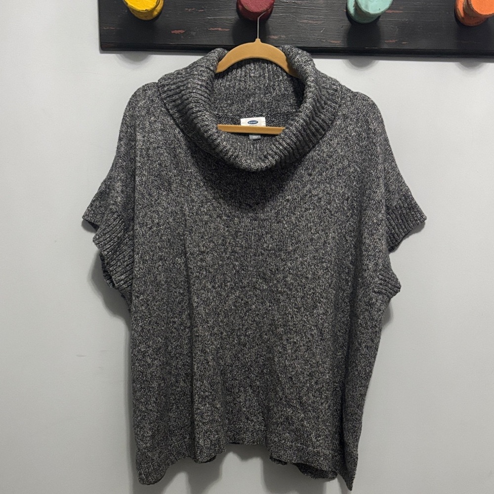 Cozy Gray Cowl Neck Sweater Poncho
